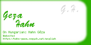 geza hahn business card